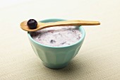 Two Glass Jars of Greek Yogurt with Blueberries