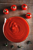 Cherry tomatoes and puréed tomatoes