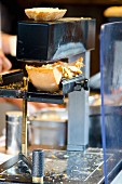 Raclette cheese being melted