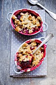 Apple and blackberry crumble bake