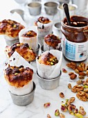 Chocolate rolls with nuts