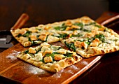 salmon and spinach pizza