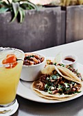 Carnitas Tacos with Margarita Cocktail