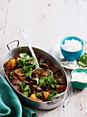 Lamb curry with potatoes and aubergines