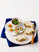 Fish shaped sandwiches, cucumber canap