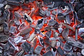 Glowing barbecue coals (full frame)