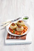 Stuffed onions filled with minced meat and tomato rice
