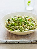 Pea risotto with broad beans and mint