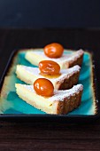 Three slices of citrus tart for carnival in Italy