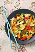 Vegetable stir fry with pepper and broccoli (Asia)
