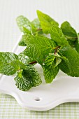 Fresh mint on a chopping board