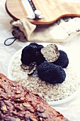 Risotto rice with black truffles (ingredients for truffle risotto)