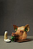 Gekochter Schweinekopf mit Meerrettich