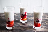 Chia pudding with coconut cream and berries