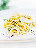 Spaghetti with cod, rosemary and lemon