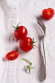 Cherry tomatoes and a fork