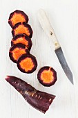 Slices of purple carrot