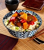 Egg fried rice with hoisin sauce, pineapple and vegetables (Asia)