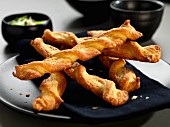 Cheese and chive pastry twists