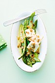 Green asparagus with taleggio and nuts