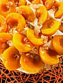 Peach cake with slivered almonds