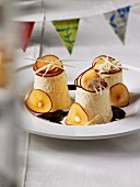 Iced cheese parfait with greaves and apples