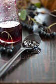 Aronia jelly on a spoon
