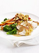Capon with sherry sauce and vegetables