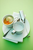 Carrot soup with coconut foam and curry