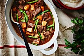 Beef stew with green beans and carrots