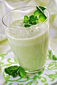 A green drink with yogurt