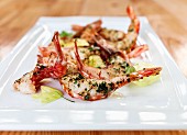 Grilled prawns with herbs
