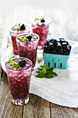 Blackberry drinks with ice cubes