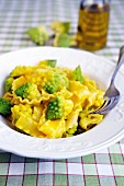 Reginette with a romanesco cauliflower and saffron sauce