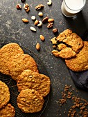Ginger biscuits with milk and nuts