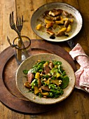 Pigeon salad with fruit and nuts