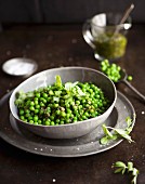 Peas with pesto and mint