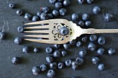 Blueberries with a fork