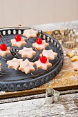 Punch stars topped with glace cherries for Christmas