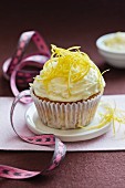 A lemon and poppyseed cupcake