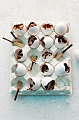 Remains of chocolate in egg shells