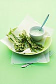 Broccoli tempura and green asparagus