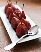 Poached pears in a red wine sauce