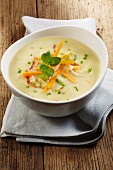 Potato soup with carrots and bacon