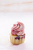 A raspberry yogurt cupcake