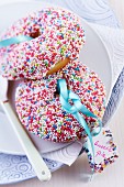 Donuts with colourful sugar sprinkles