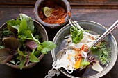 Vietnamesische Suppe mit Zutaten