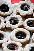 Christmas biscuits with blackberry jam