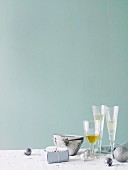 Champagne flutes with Christmas decoration