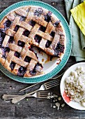 Cherry lattice pie with almond milk ice